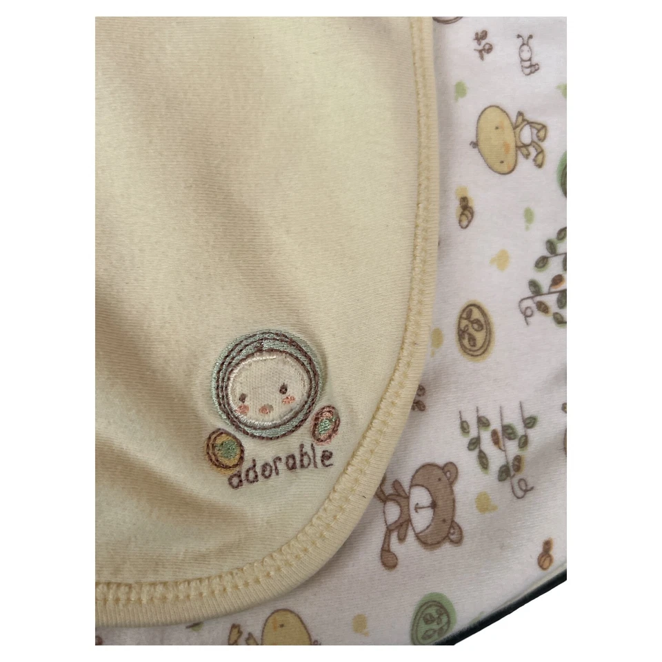 Gerber Manta Bebé Algodón Orgánico Amarillo Blanco Oso Pollito Adorable Reversible Foto 2 de 4