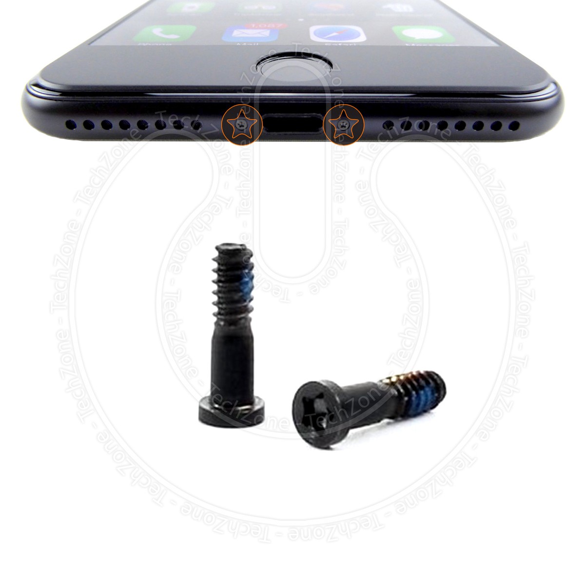 アイフォン7 2 x Bottom Screws Pentalobe Black Screw set for Apple iPhone 7