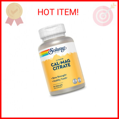 Solaray Calcium Magnesium Citrate 1000mg 1:1 Ratio, Bone Strength Supplement, Mu