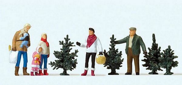 Preiser 10627 HO Scale Christmas Tree Lot -- w/4 Trees