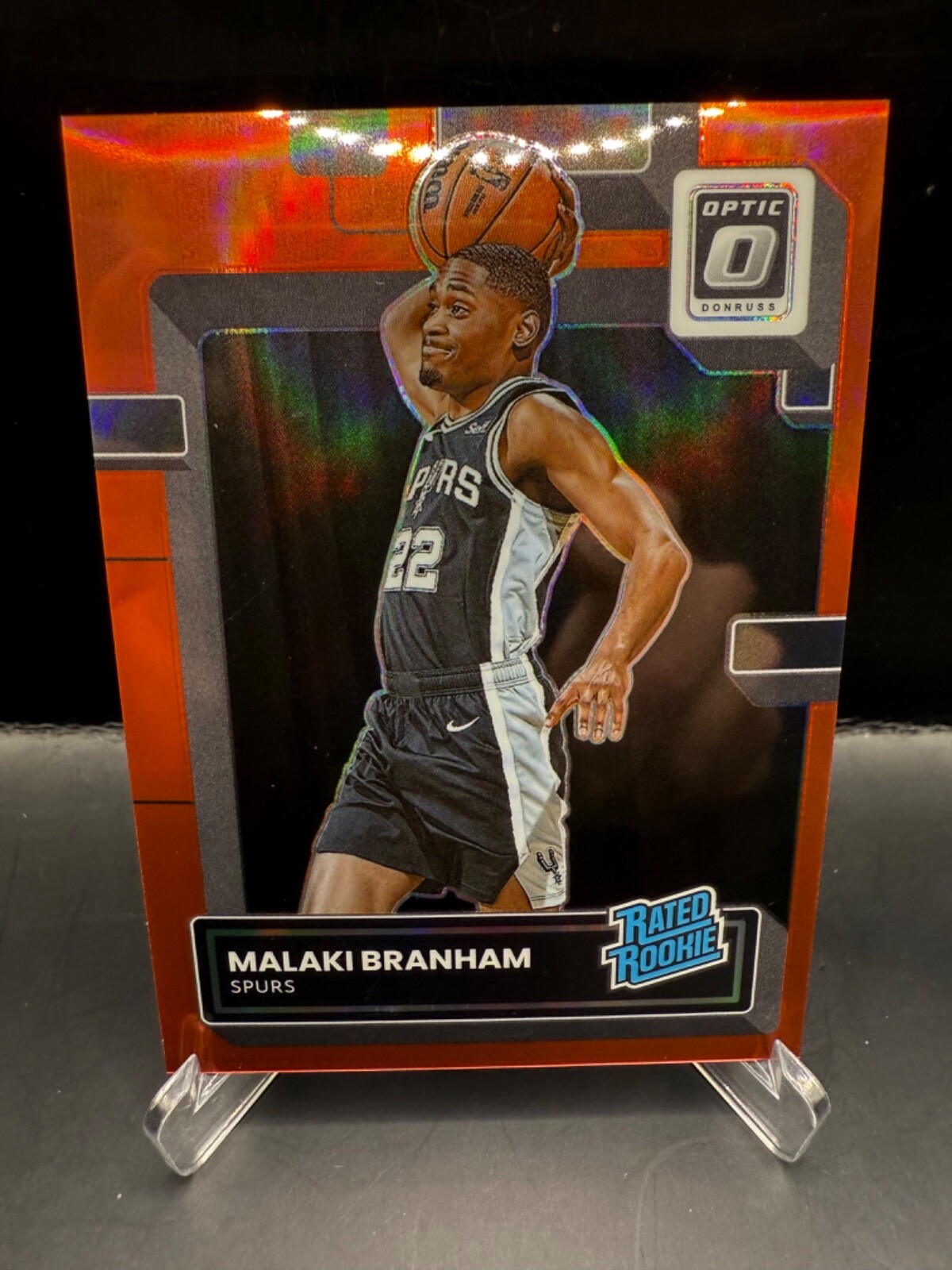 2022-23 Optic Malaki Branham Red Rated Rookie /99 (RC) #222 San Antonio Spurs