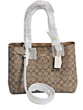 COACH AVENUE CONVERTIBLE CARRYALL SIGNATURE COATED CANVAS KHAKI CHALK F48735