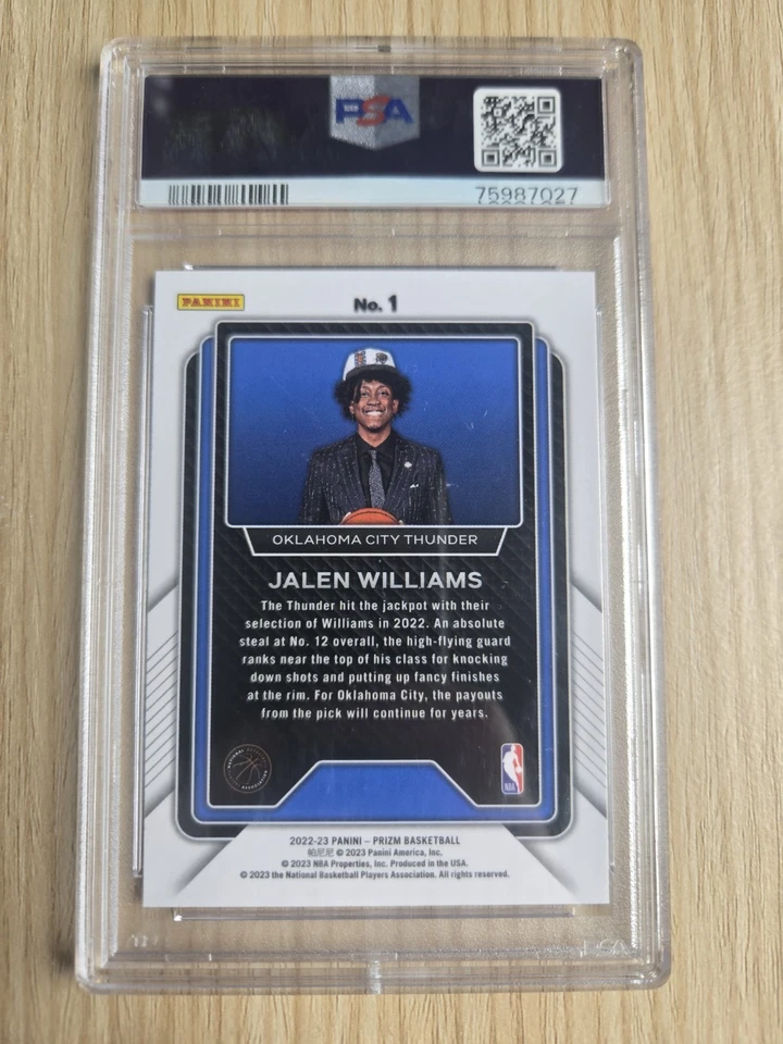 2022-23 Panini Prizm Luck Of The Lottery #1 Jalen Williams RC PSA 9 Thunder - image 2 of 2