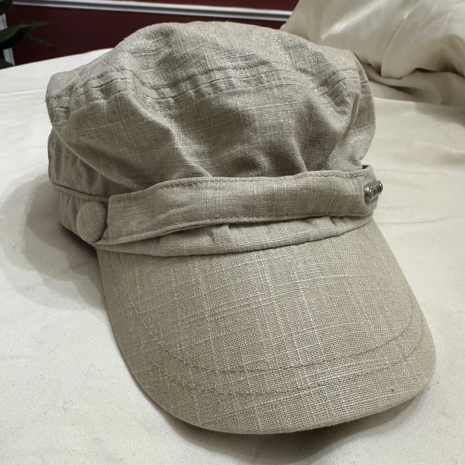 Gorra Calvin Klein Newsboy/Baker Boy Logo CK Lino Mezcla Algodón Beige Talla Única Foto 2 de 4