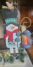 18" Santa and Snowman holding light up lanterns wood Christmas decor — photo 3