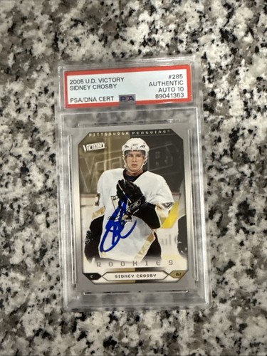 2005-06 Upper Deck Victory Rookies Sidney Crosby #285 (RC) AUTO 10 AUTHENTIC PSA