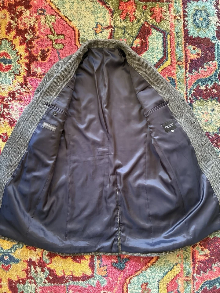 Spier MacKay Men's Wool Overcoat Size US 44 Gray Herringbone Zanieri ~ No Flaws - Image 2 of 4