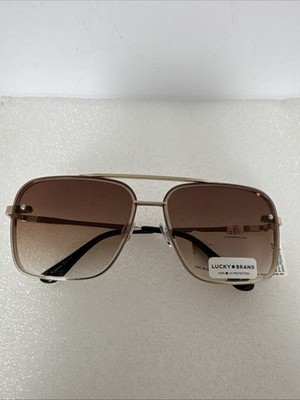 New LUCKY BRAND Double Bridge Aviator Sunglasses Metal Brown Lens