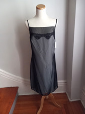 A.B.S. CREAM BLACK LACE SLIP DRESS NWT $140 M