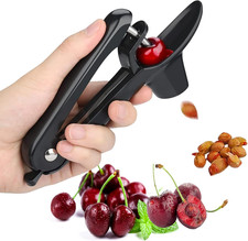 Heavy-Duty Stainless Steel Cherry Pitter Tool with Lock Design, Black