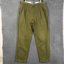 Vtg Polo Ralph Lauren Pants Mens 38x34 Green Hammond Pleated Chino Brushed Twill
