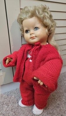 Schildkröt Puppe 1964 - blondes langes Haar - 45 cm - mit KANZ Puppenkleidung