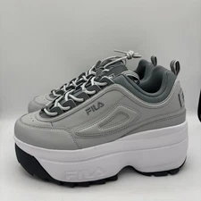 FILA Disruptor II 2 Wedge Shoes Womens Size 10 Gray Chunky Retro Platform *READ