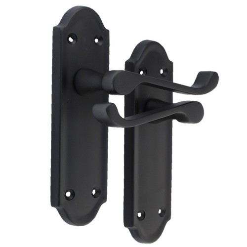 Matt Black Internal Door Handles Ashford Style Lever Latch Handles 6 Pairs - Picture 2 of 12