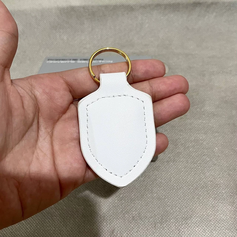 Llavero de cuero blanco genuino Porsche WAP0500950E - Nuevo regalo 2025 Foto 2 de 4