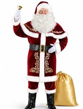 Santa Claus Costume for Men 12pcs Deluxe Full Santa Suit Set Adults Professional