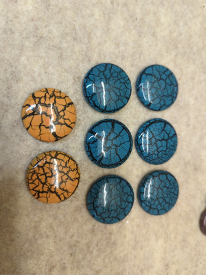  Lot Of 8 Simulated Turquoise and Jasper Cabs 1 1/16'' Glass