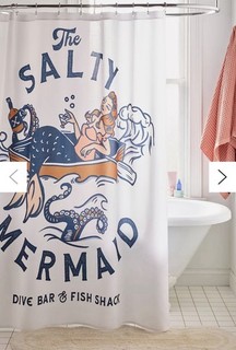 The Salty Mermaid Nautical Mermaid Polyester Shower Curtain 74x71 Machine Wash