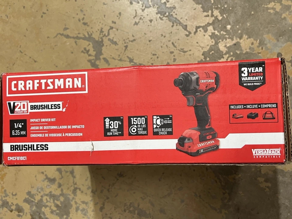 BRAND NEW Craftsman 20V Brushless 1/4" Impact Driver Kit Model #CMCF810C1 - Image 4 of 4