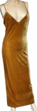 Shein Long Gold Dress Velvet Feel Sleeveless Sm.