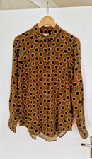 Paula Printed Blouse 100% Silk Size Large Made In Portugal