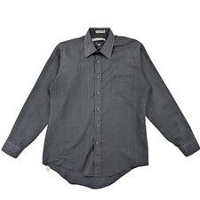 Vintage Editions by Van Heusen Shirt 16 34/35 Black Stripe USA Made 80s 90s
