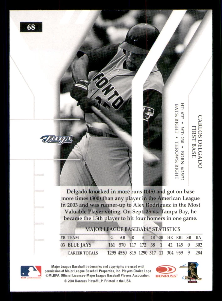 2004 Donruss Elite Extra Edition #68 Carlos Delgado - Image 2 of 2