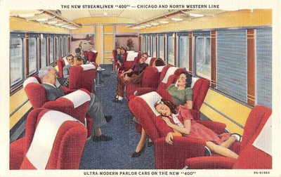C 1940 Streamliner 400 Parlor Chicago Northwestern Rr Train