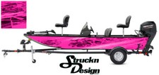 Graphic Boat Wrap Pink Bass Fishing Abstract USA Tribal Pontoon Fish Decal Vinyl