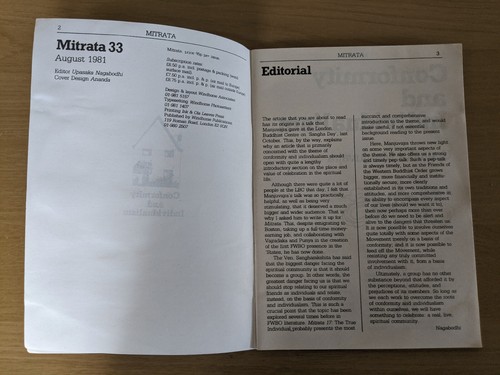 Mitrata 33 (August 1981) Conformity and Individualism Edited by Upasaka Nagabodh - Picture 3 of 6
