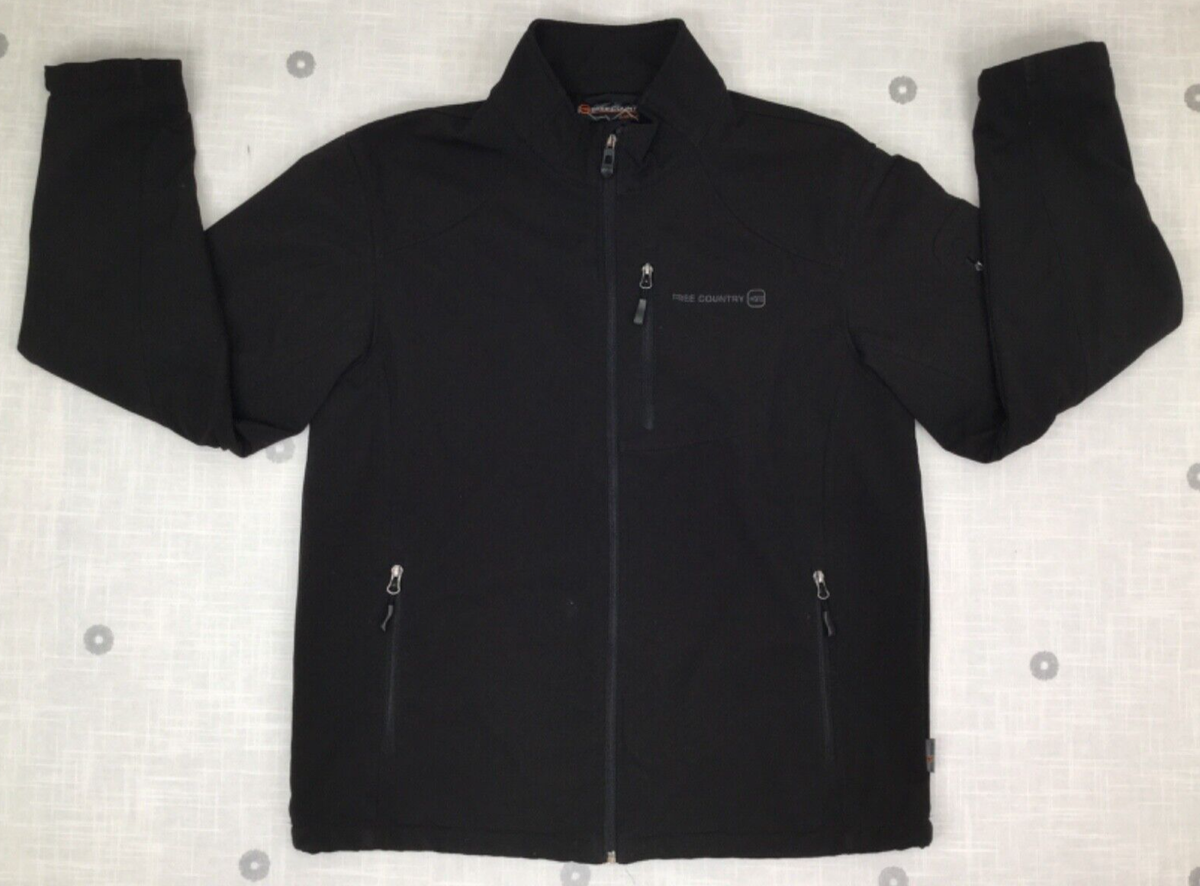 Free Country Black Softshell Full Zip Fleece Lined Jacket Coat