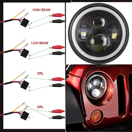 Pair 7" inch Round Led Headlights Hi/Lo Beam for Mack Granite CV713 Dump Trucks - Picture 4 of 16