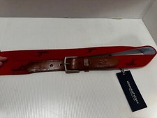 Vineyard Vines By Shep  Ian Canvas Leather Belt SZ 30 Red Boat Nautical NWT