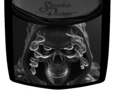 Grey Fierce Grim Reaper Hooded Skull Car Truck Vinyl Decal Hood Wrap Graphic