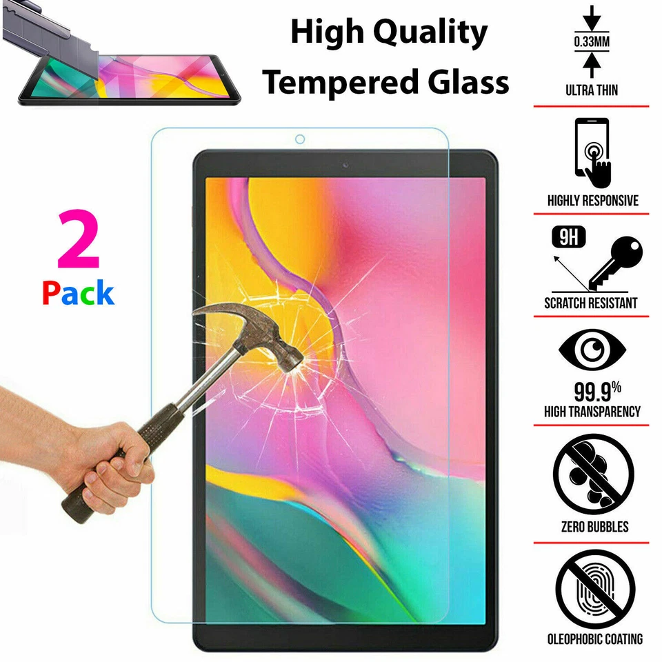 2 Pack Gorilla Tempered Glass Film Screen Protector Guard for Samsung Galaxy Tab - Image 2 of 4