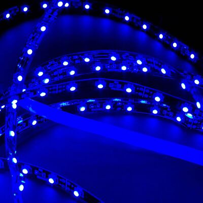 Mextronic 24V LED Streifen 5m LED Strip 3528 Blau 465-470nm 24W 500CM 24V IP20