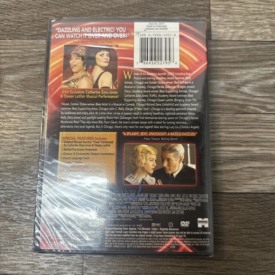 Chicago DVD 2002 Fullscreen Version Special Features Richard Gere New Sealed Foto 2 de 2