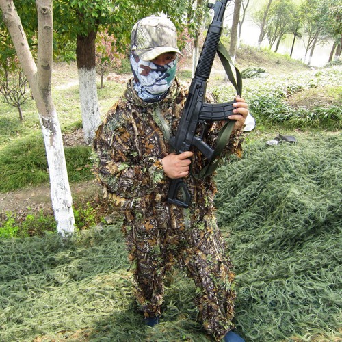 3D Ghillie Suit Set Sniper Train Leaf Jungle Forest Wood Hunting Camouflage - Picture 13 of 19