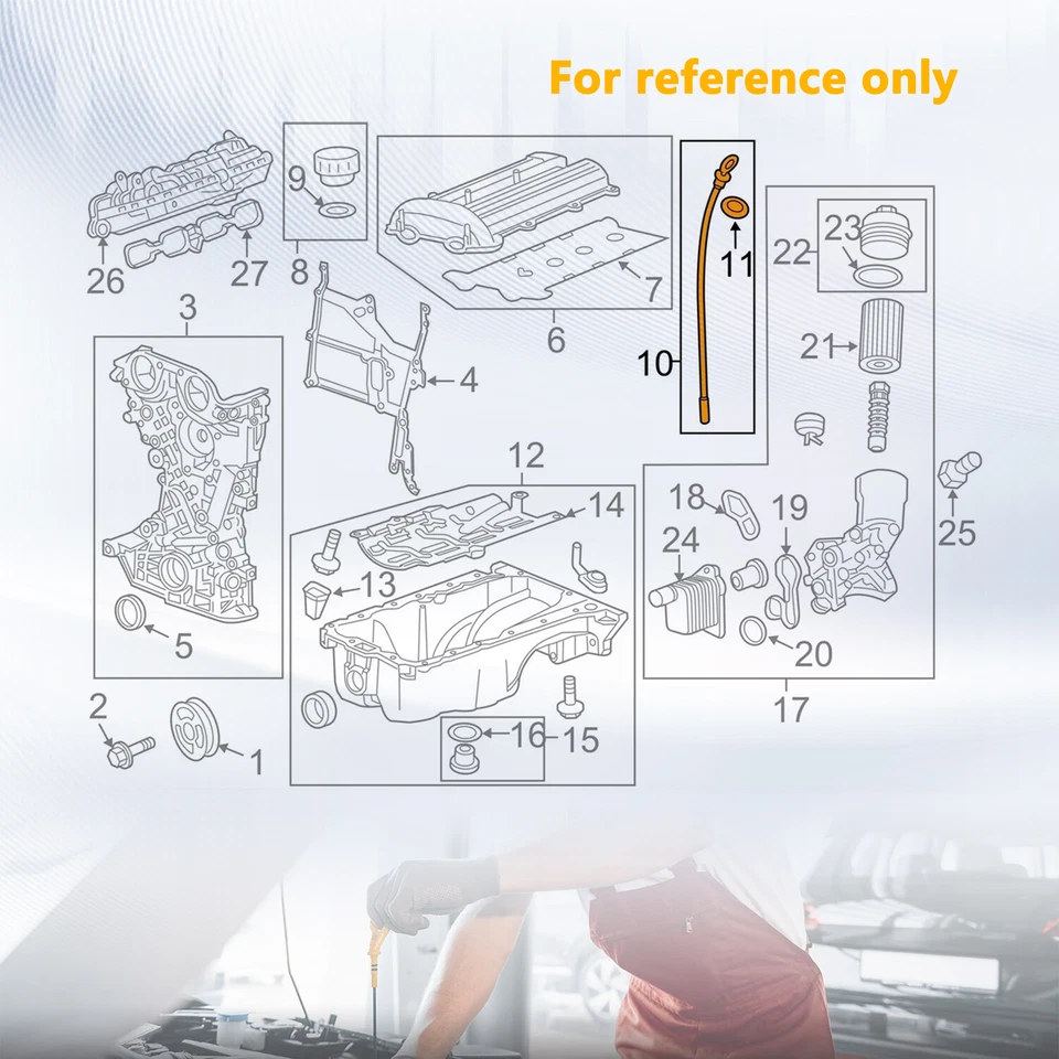 Bastão de medição de óleo para 2011-2016 Ford F-250 F-350 Super Duty 6.7L diesel - Imagem 4 de 4