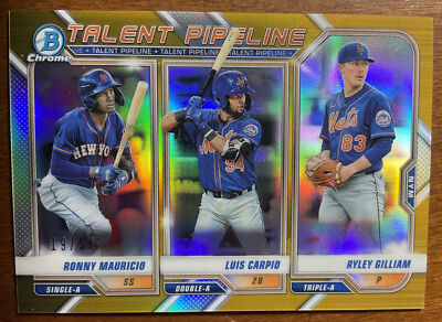 2021 Bowman Chrome Talent Pipeline GOLD #TP-NYM Mauricio, Carpio, Gilliam 19/50