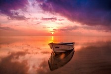 Beach, Boat, and Sunset, Peel  Stick Removable Wall Sticker/Poster 17x24"