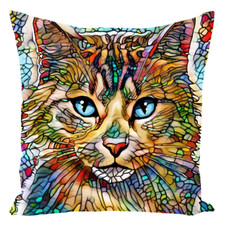Throw Pillow Case Cushion cover Cat 705 Mosaic Style multicolor art L.Dumas