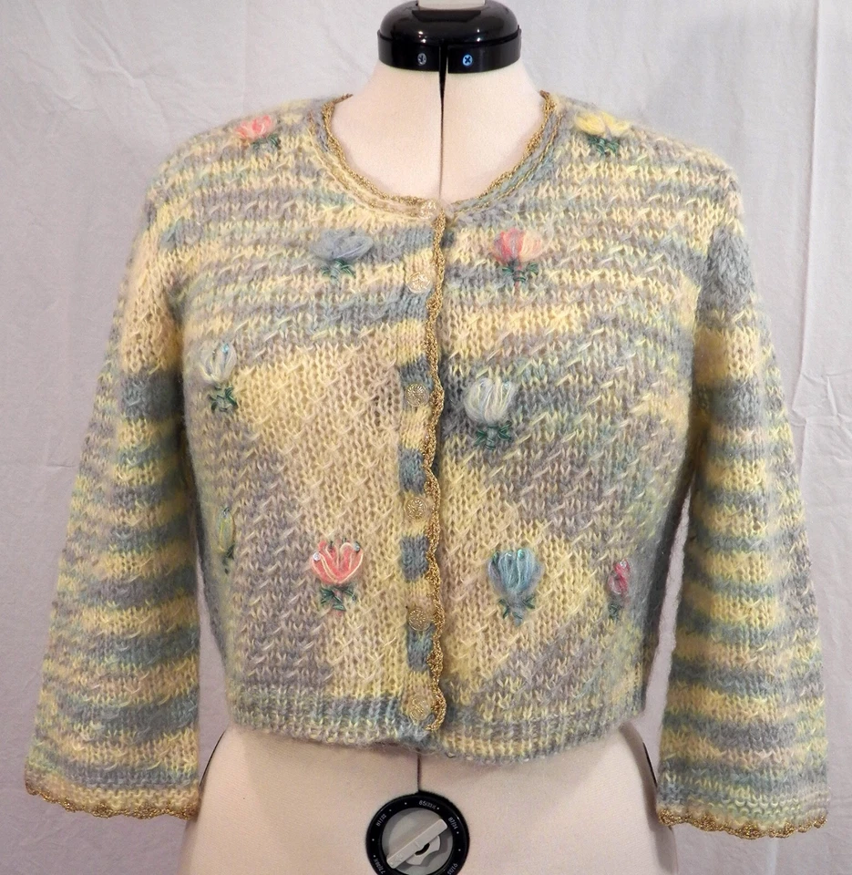 Cárdigan Suéter Anthropologie Sleeping on Snow Vintage Mohair Recortado Talla XL