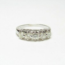 1.25CT White Round Stone Five Stone Stackable Band Ring In 925 Sterling Silver