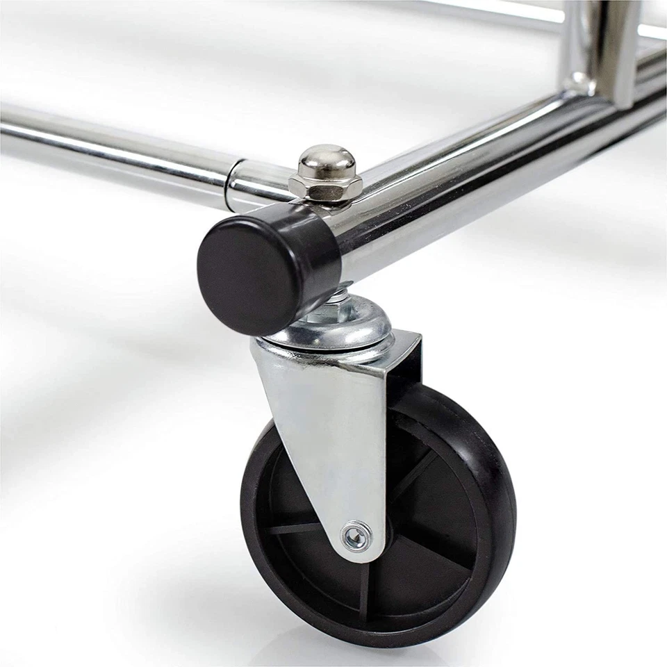 Clothing Rail Rack Rolling Garment Rack in Chrome Finish - Image 3 of 4