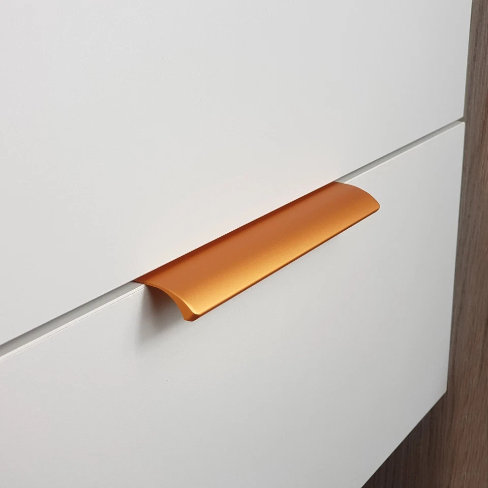 Copper Kitchen Cabinet Door Handles Cupboard Drawer Concealed Finger Edge Pull - Image 3 of 4