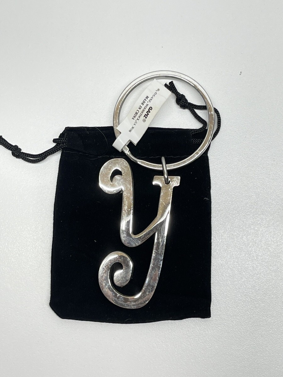 New-Letter Y Keychain Silver Tone Metal Ganz Initial Key Ring Fob