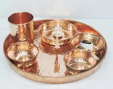 Pure Copper Dinner Set, Elegant Handcrafted Tableware for Entertaining Christmas