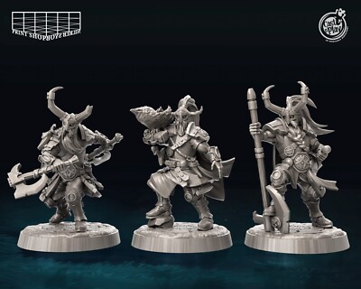 Wikinger Berserker Miniatur Set Barbar in Rüstung Figur für TTRPGs wie D&D 5e