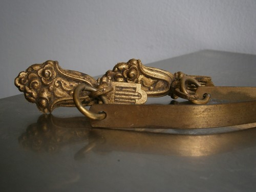 Paire Embrasse rideau Art Déco Bronze doré 1930 Fenêtre Maison Ancien - Picture 5 of 10